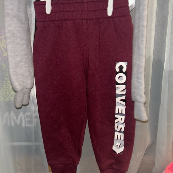 Converse Kids Gray and Maroon Jogger Set - Picture 3 of 4